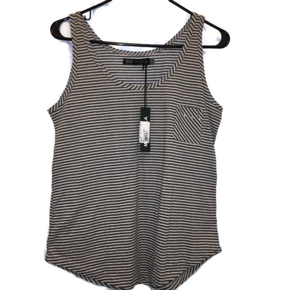 JET John Eshaya Striped Stone Pocket Tank O/S (S)